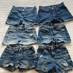 Girls jean shorts, 5 pair 2 RSQ, 2 Old Navy, 1 Faded glory,